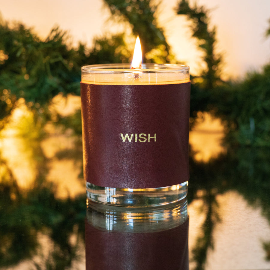 Holiday Leather Wrapped Candle