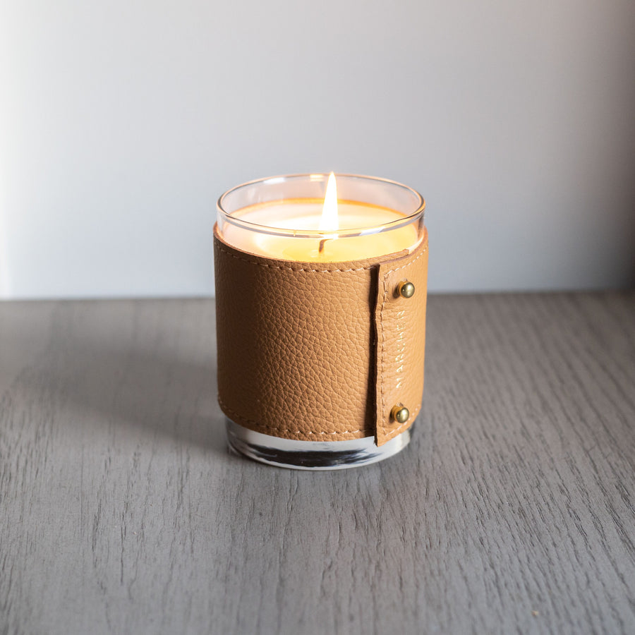 Leather Wrapped Candle
