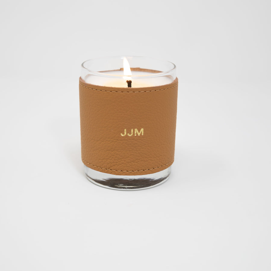 Leather Wrapped Candle